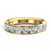 Demi-alliance 11 diamants naturels ronds 1.30 carat or jaune Antonia